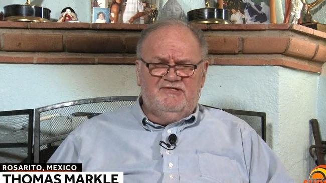 Thomas Markle during an interview with Sunrise. Royal biographer Tom Bower says Meghan needs family to stop talking or more skeletons will come out of the closet. Picture: Seven