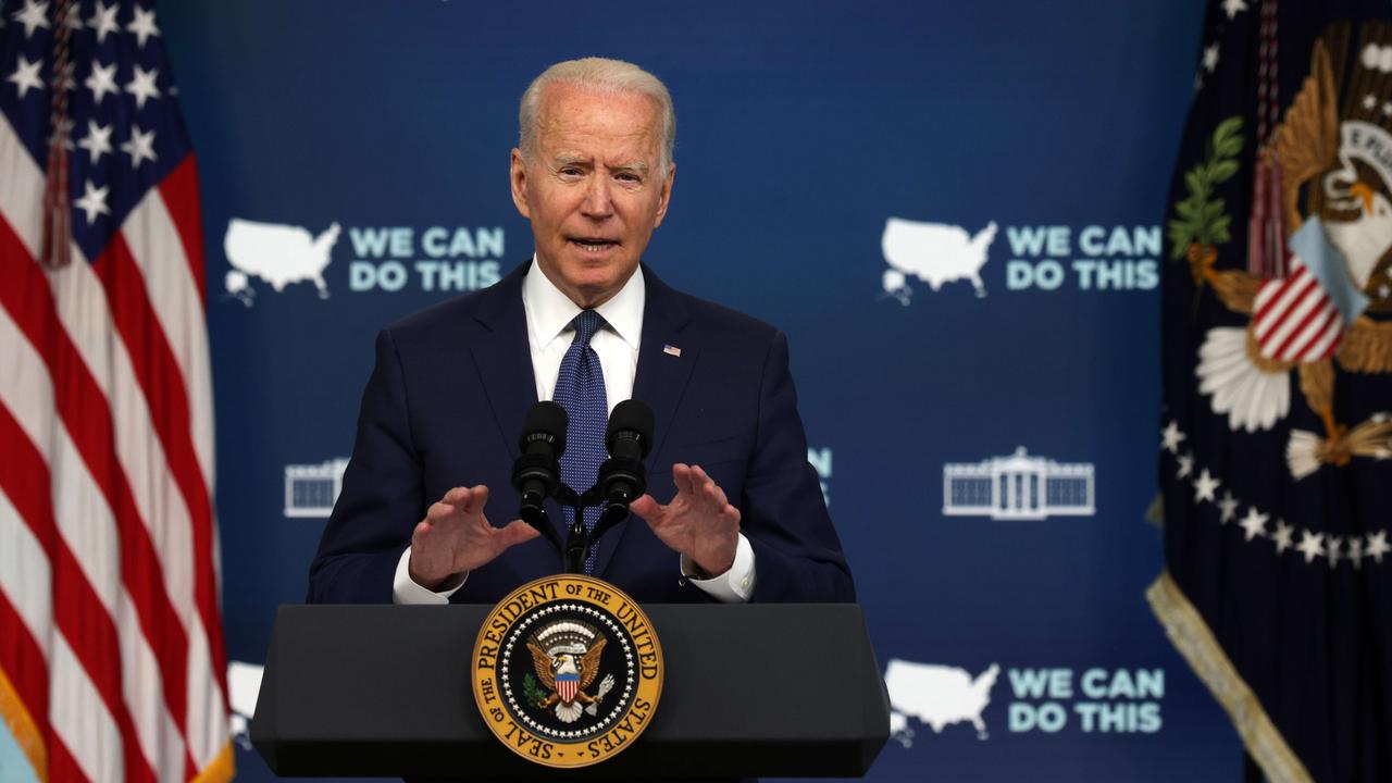 US President Joe Biden wants 70 per cent of the country vaccinated and urged immunisation as cases surge again. Picture: Alex Wong/Getty Images