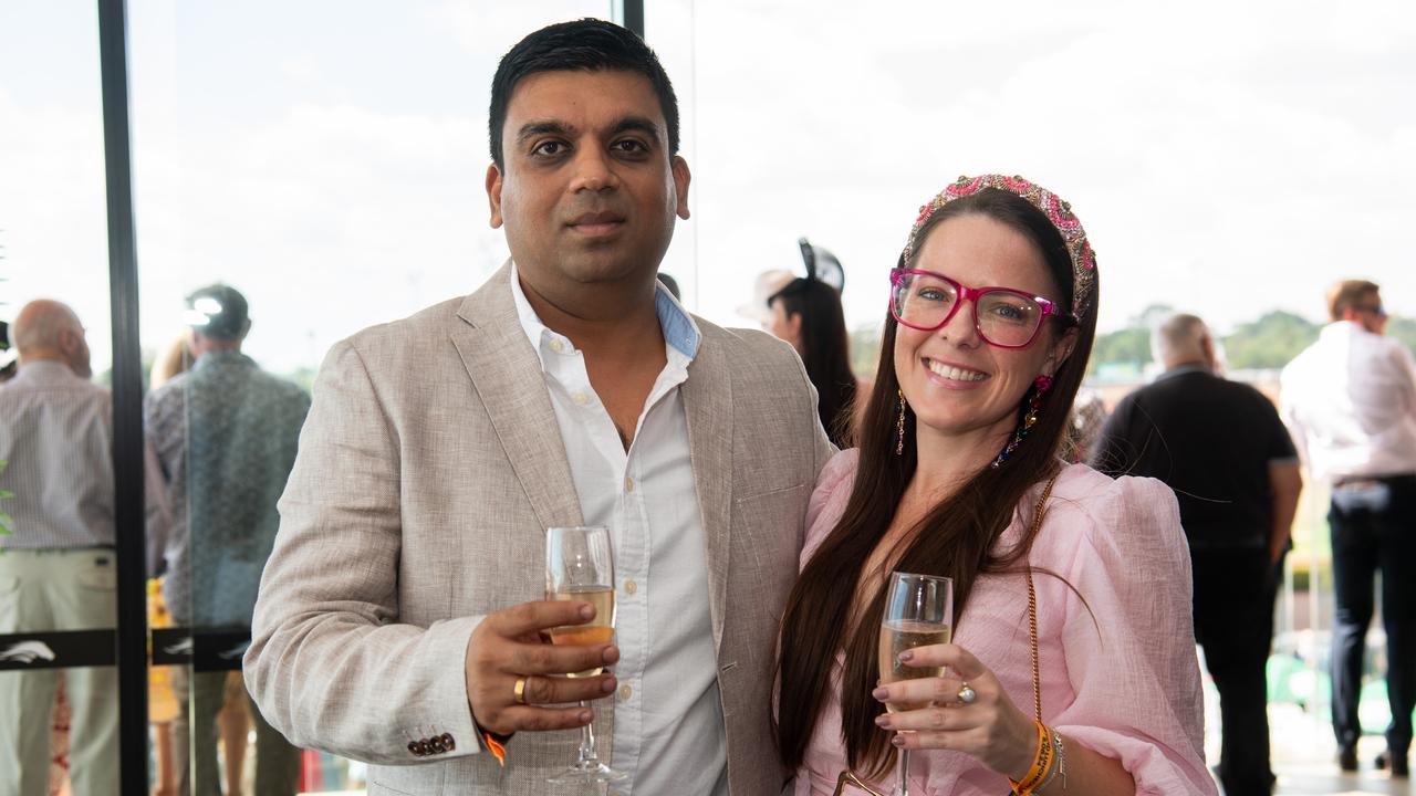 Kate Spinks and Sahil Shah at the 2024 Darwin Cup. Picture: Pema Tamang Pakhrin