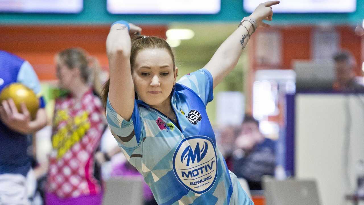 ON A ROLL: Gabrielle Vettiger sends down a shot during the Tenpin Bowling Association of Queensland adult state championships at Sunset Superbowl last year. Picture: Kevin Farmer