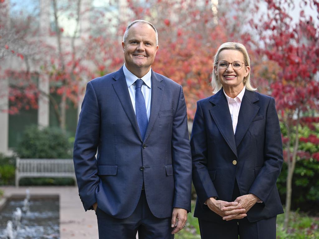 Opposition Leader Sussan Ley and Deputy Ted O'Brien at Parliament House in Canberra. Picture: Martin Ollman