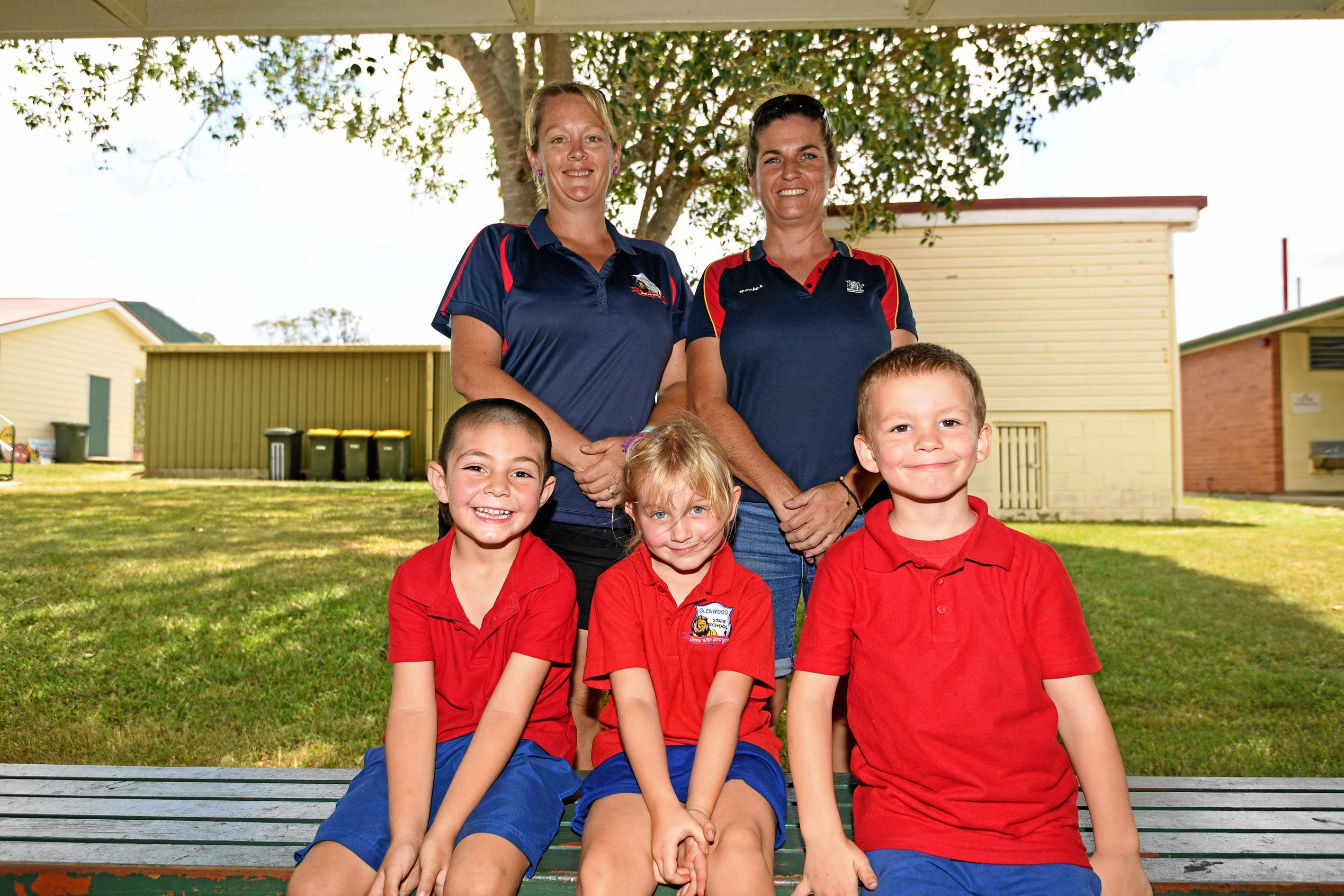 Glenwood State School- Back left: Mrs Kobie Ward, Teacher Aide  Back Right: Ms Catherine Cook, TeacherFront left: Cutter Hinton         Middle:  Aleira Burt                         Front Right: Brendan Hodda. Picture: Troy Jegers