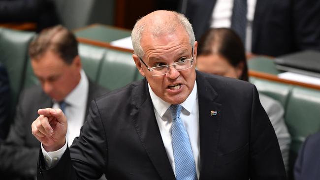 Prime Minister Scott Morrison during Question Time in the House of Representatives at Parliament House in Canberra, Tuesday, February 19, 2019. (AAP Image/Mick Tsikas) NO ARCHIVING