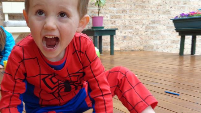 William Tyrrell in his Spider-Man suit.