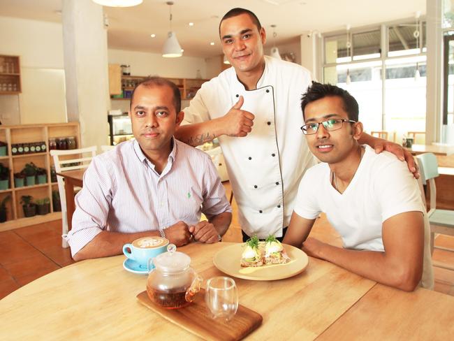 Harvest Owner Liton Saha, Hom Flavell (chef) with co-owner Pritom Paul.