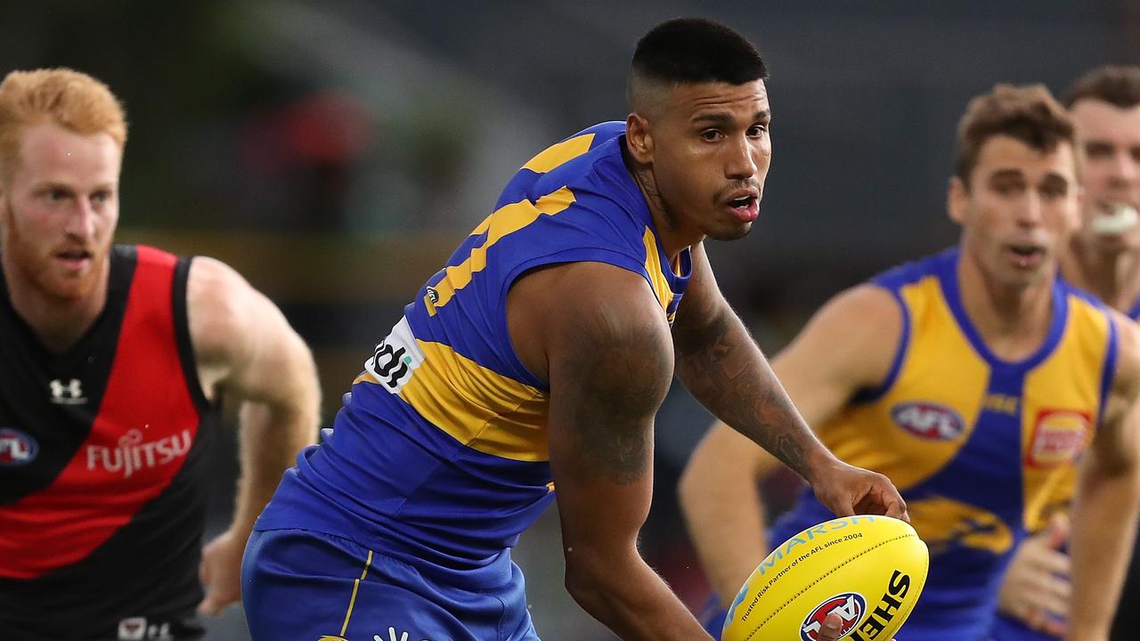 West Coast’s Tim Kelly hit triple figures against the Bombers. Picture: Paul Kane/Getty Images.