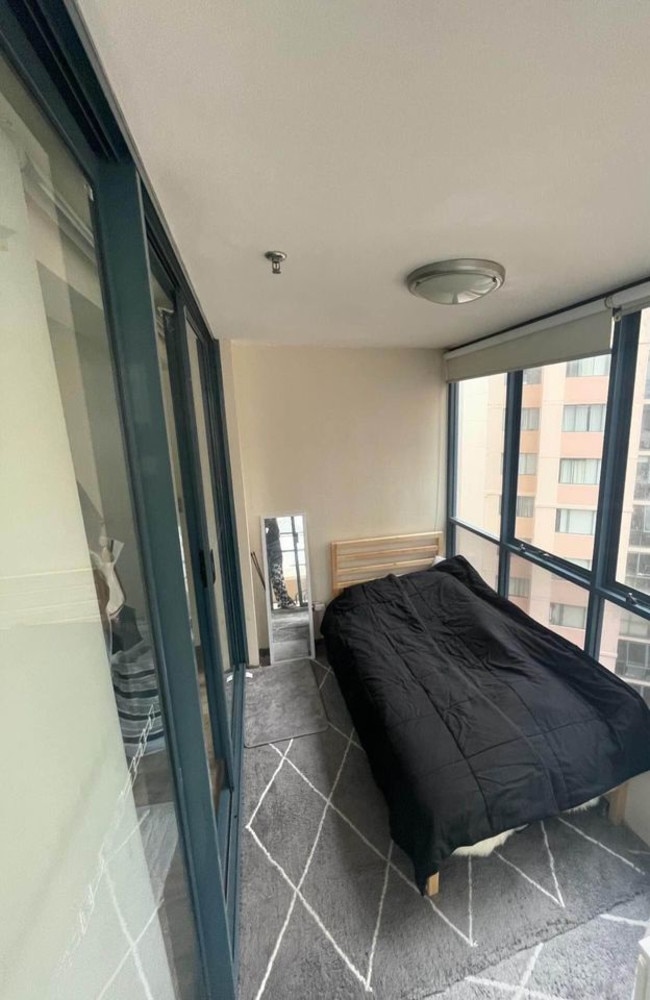 Sydney's rental crisis is laid bare with one example of the Facebook Marketplace ads seen offering a enclosed balcony as a bedroom. Picture: Facebook
