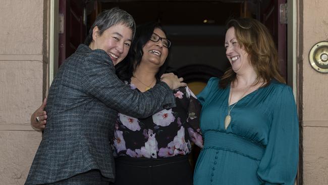 NSW Greens Jenny Leong, left, Mehreen Faruqi and Abagail Boyd, right. Picture: Getty Images