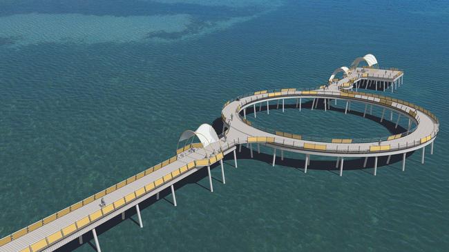 Artist impressions of plans for the new $3.8 million Whyalla jetty. Picture: Supplied