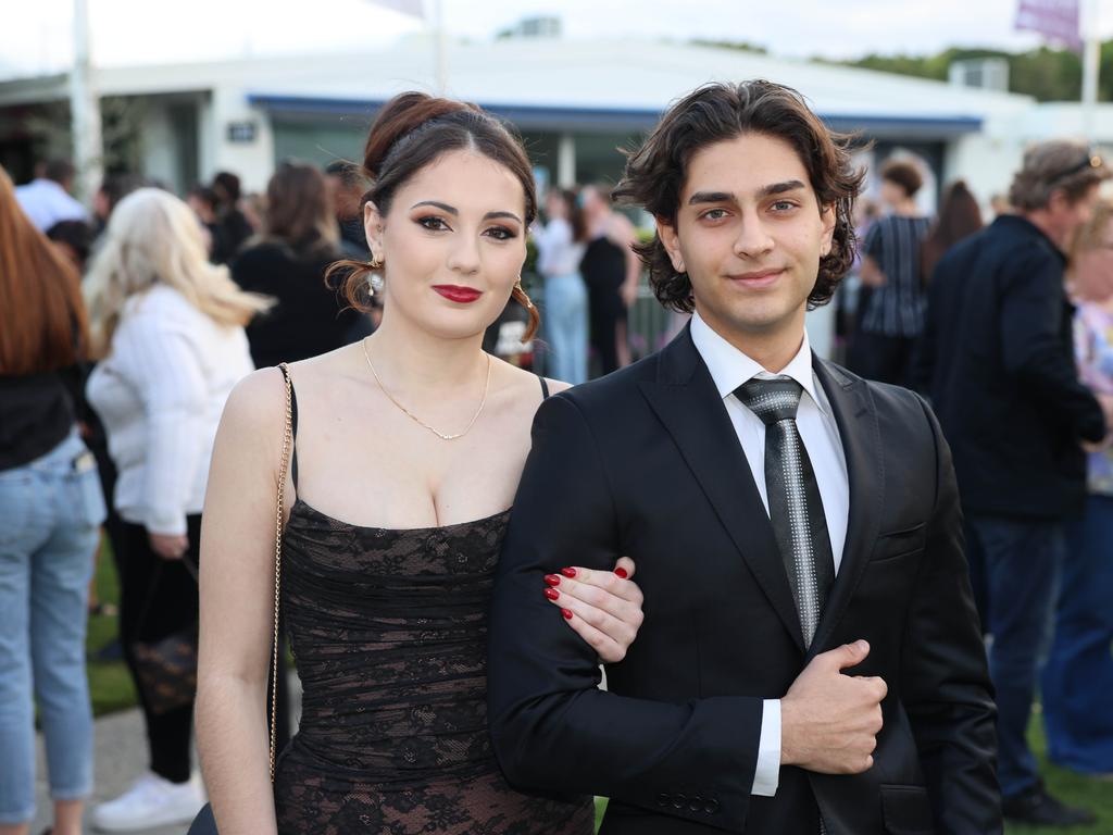 Matilda Poore and Sourena Eslami at Coombabah State 2024 High School Formal at the Gold Coast Turf Club. Picture: Portia Large.