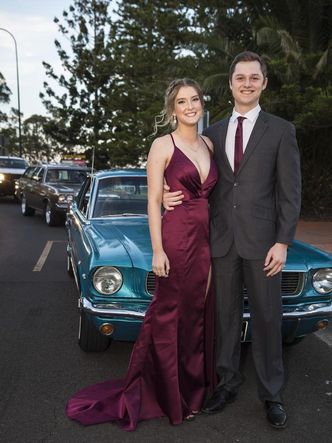 Paige Fraser and Jake Iddon at Centenary Heights State High School formal at Picnic Point, Friday, November 20, 2020. Picture: Kevin Farmer