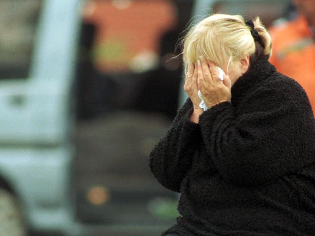 Judy at the scene of her son Jason’s shooting in 2003. Picture: Supplied