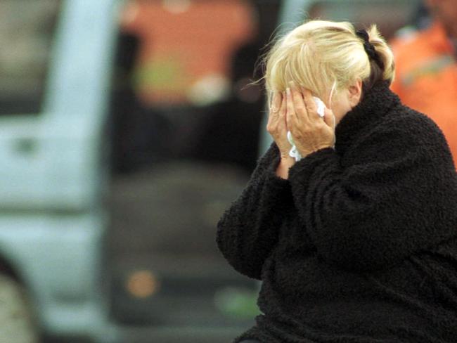 Judy at the scene of her son Jason’s shooting in 2003. Picture: Supplied