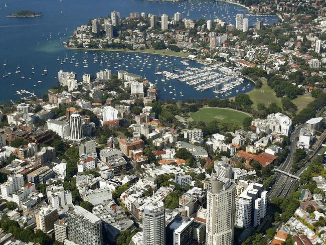 Looking East across Potts Point, Rushcutters bay, Darling Point, Point Piper and Vaucluse. Aerial Real estate shots. Picture: John Appleyard