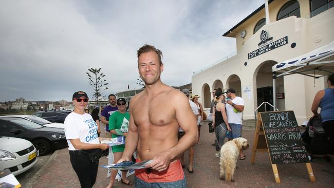 William Klare, 30, from Bondi, votes at the Bondi Surf Bathers Life Saving Club. Picture: Bob Barker