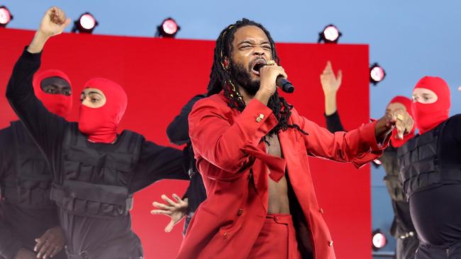 Genesis Owusu performs during the 2021 ARIA Awards at Taronga Zoo. Picture: Getty Images