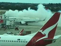 An electrical fire at Melbourne Airport on Sunday. Picture: 9 News