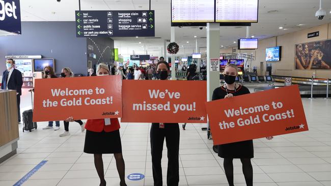 Gold Coast Airport is doing a roaring trade now that passengers are allowed back into the state. Picture Glenn Hampson