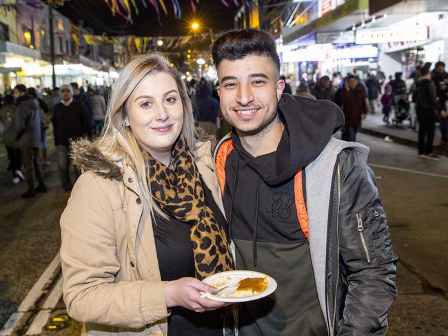 Tiarne Baker and Sam El Haddad at the Lakemba night markets. Picture by Damian Shaw