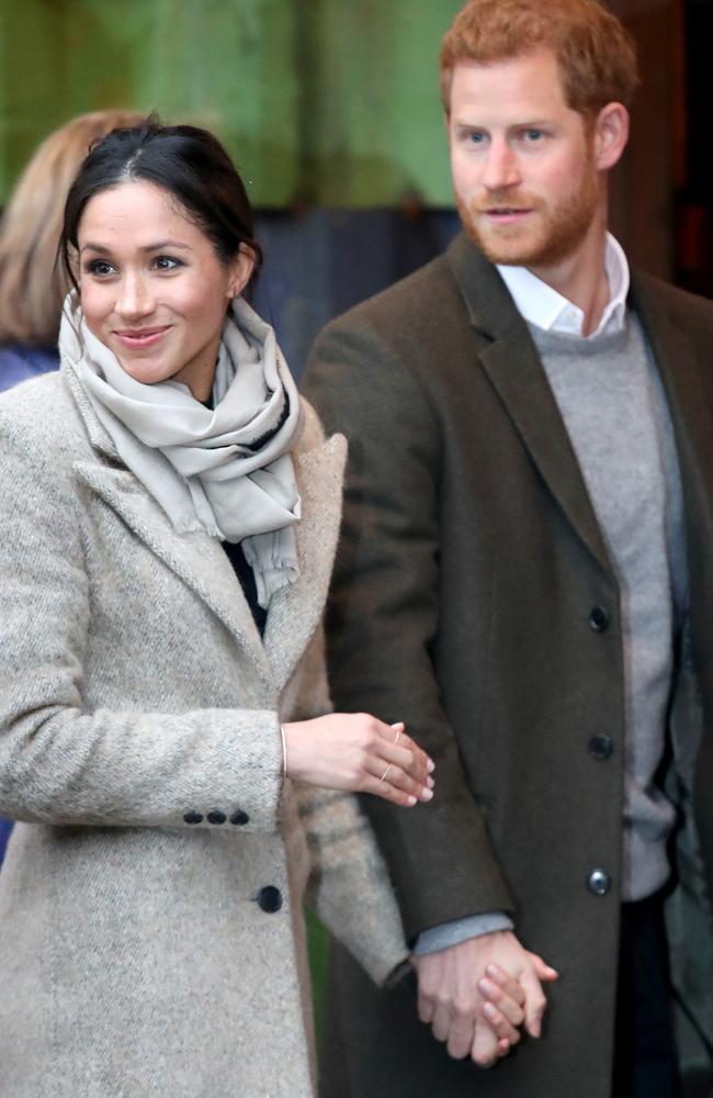 Prince Harry and his fiancee Meghan Markle make their second official outing together in South London to a radio station. Picture: Chris Jackson/Getty Images.