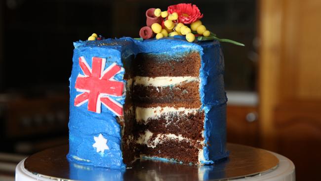 Tuck into a slice of Jade Malouf’s Australia Day-themed Milo cake with condensed milk icing.