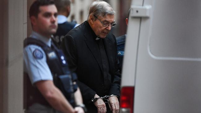 Cardinal George Pell leaves the Supreme Court of Victoria in 2019. Picture: AAP Image/Erik Anderson