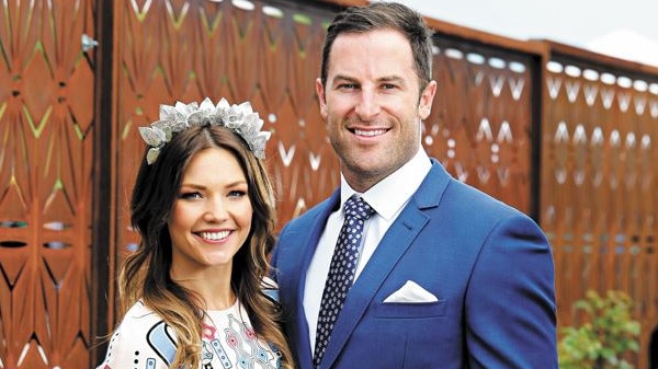 Sasha Mielczarek pictured at The Birdcage at the 2015 Melbourne Cup with Bachelorette Sam Frost. He is a part-owner of The Local. Picture: Richard Dobson