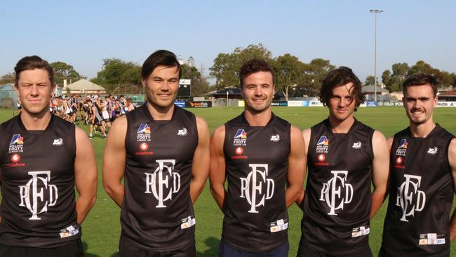 (L-R)Brothers Mitchell, Jack and Cooper Gaffney are part of Port District’s division one line up this season. Mitchell has starred for the Magpies this season and is ranked as No.4 on the top 10 best players list. Picture: Supplied