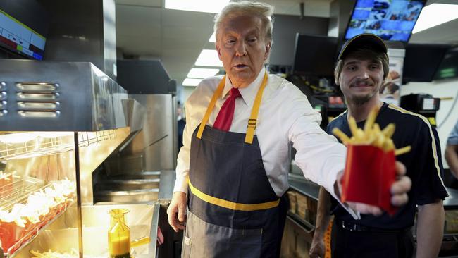 Trump at a McDonald’s restaurant in Pennsylvania. Picture: Doug Mills/The New York Times via AP/Pool