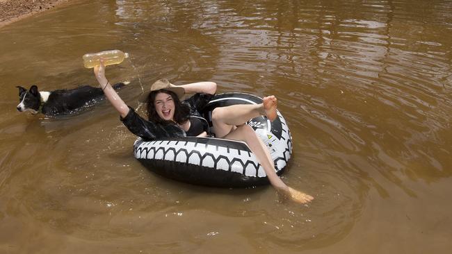 Greta takes a dip in the dam at Maldon. Picture: Rob Leeson