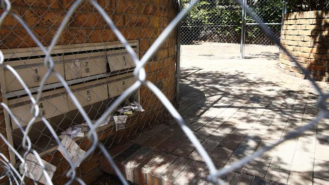 The Sirius Tower in The Rocks, remains fenced and locked up one year after the last tenants were moved out of the Public housing tower. Picture: John Appleyard