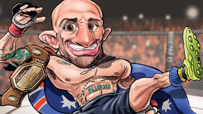 Alex Volkanovski, the worlds best ‘footbrawller’. Art by Boo Bailey.