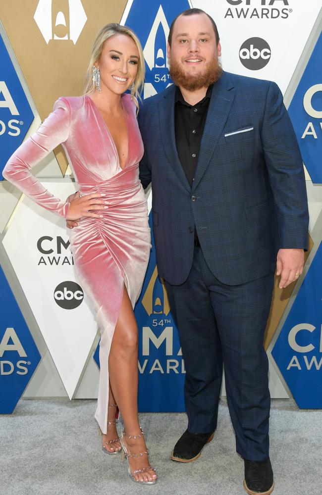 Nicole Hocking and Luke Combs attend the 54th annual CMA Awards at the Music City Center on November 11, 2020 in Nashville, Tennessee. Picture: Getty