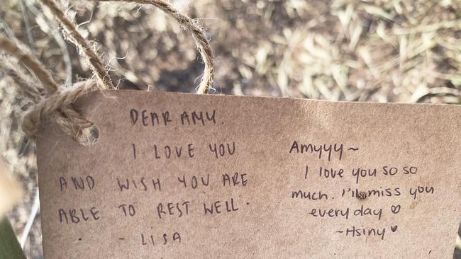 A touching note to “Amy”. Picture: Tara Miko