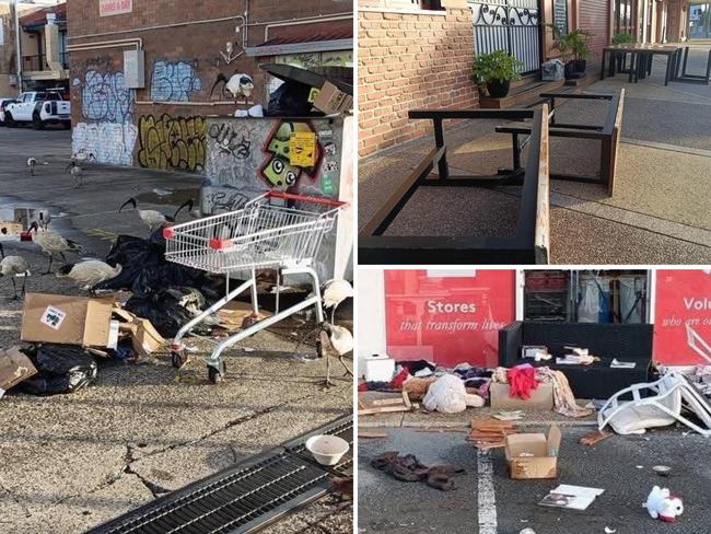 Photos of the carnage show trees ripped from the roots, rubbish strew across the road and pathways and broken tables.