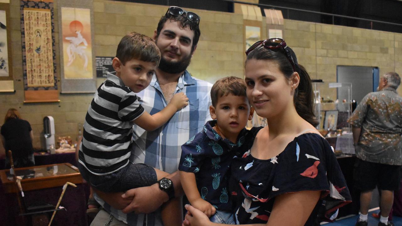 ANTIQUES: (L) Michael Wall and wife Kimberly with sons Logan and Jace have a day out at the Fraser Coast Antique Collectable Fair. Photo: Stuart Fast