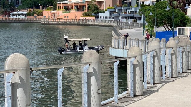 Water police on the Brisbane River near the Howard Smith Wharves. Picture: Elise Williams