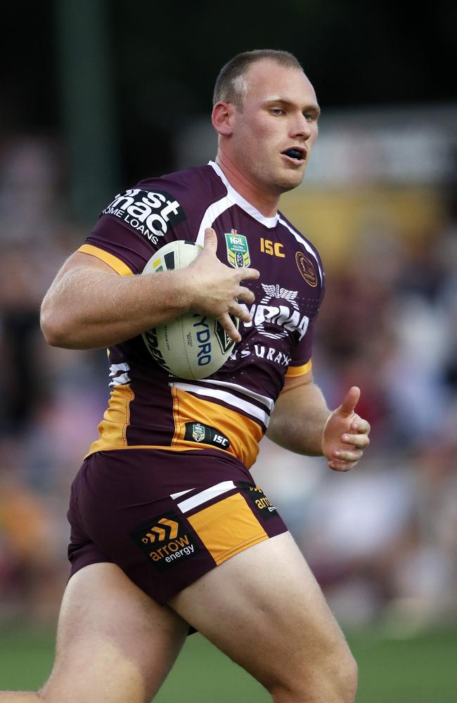 Matthew Lodge on the field for the Brisbane Broncos. Picture: AAP