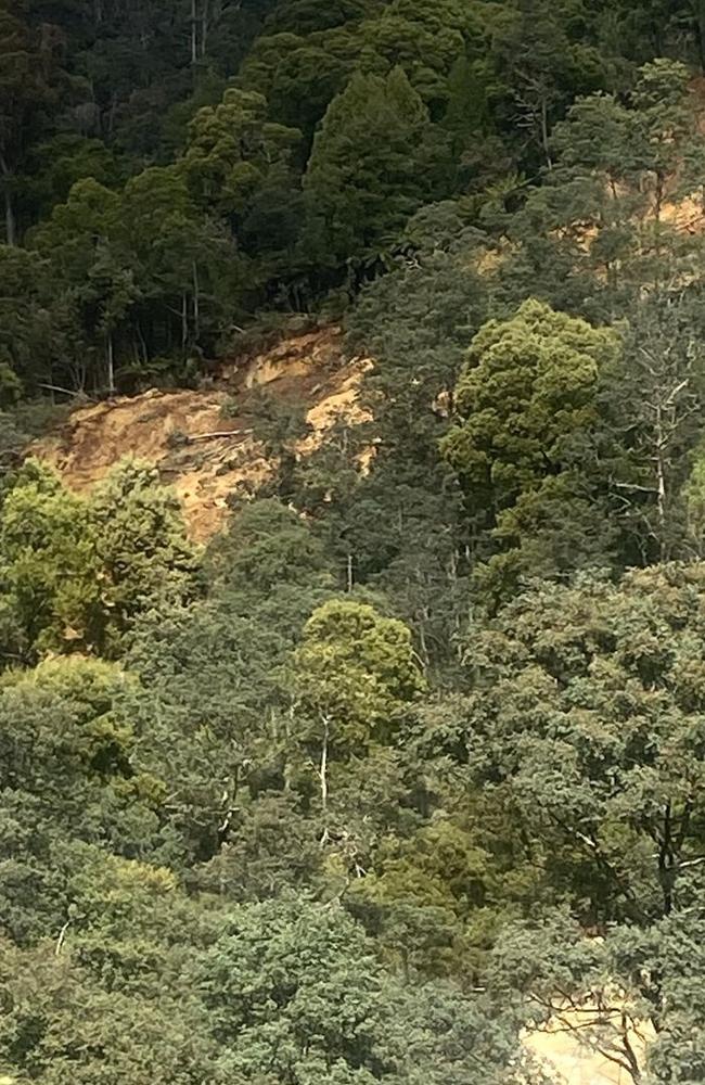 Major landslide at Blue Derby mountain bike trails, the result of October's record-breaking rain event. Picture: Facebook