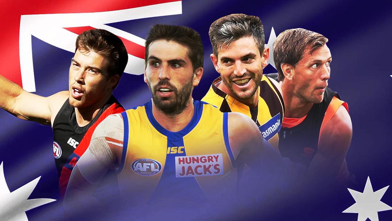 The early All-Australian contenders: Zach Merrett, Andrew Gaff, Ricky Henderson and Matt de Boer.