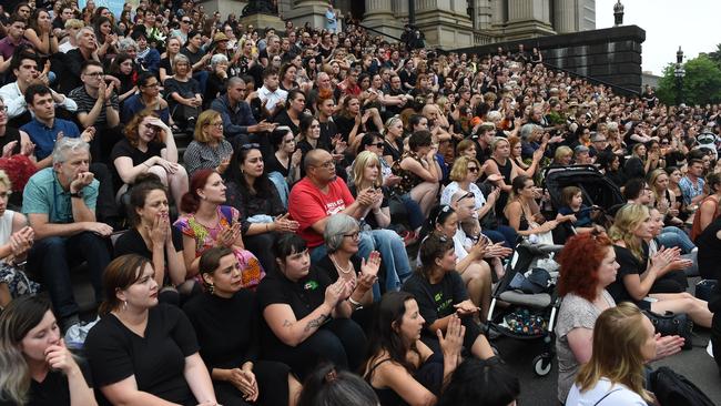 A vigil has been held on the steps of Parliament in Melbourne. Picture: Tony Gough