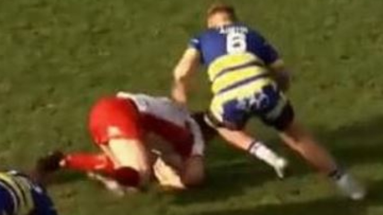 Blake Austin faced scrutiny for this tackle on Joel Tomkins