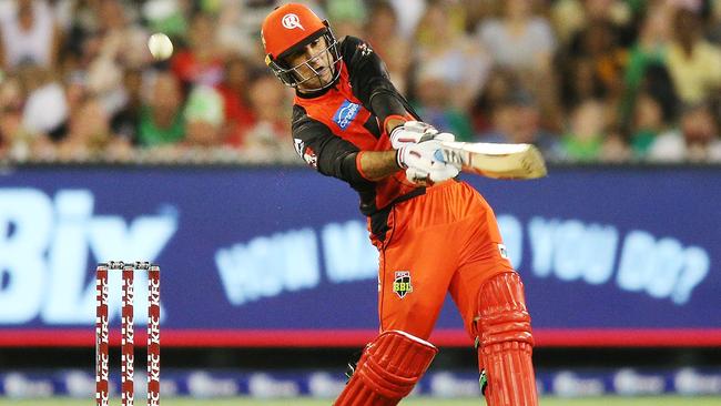 Mohammad Nabi scores points with the bat and ball.