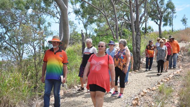 Mario Duca from Girudala shows Bowen and Collinsville Based carers the Bushtucker available on Flagstaff Hill.