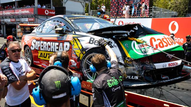 Chaz Mostert’s car wears the damage. Photo: Daniel Kalisz/Getty Images