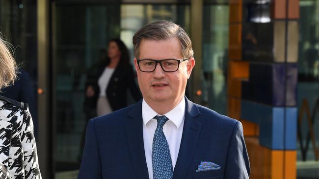 National Australia Bank chief customer officer Andrew Hagger leaves the Federal Court in Melbourne on Monday. (AAP Image/James Ross)