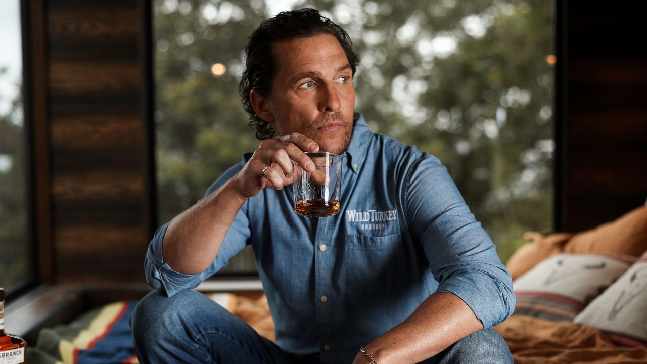 Matthew McConaughey launched an off-grid cabin he co-designed with Wild Turkey's charity initiative, With Thanks, at The Royal Botanic Gardens this week. Picture: Getty.