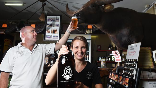 Jason and Kristie Smith with Charlie the Buffalo in 2017.