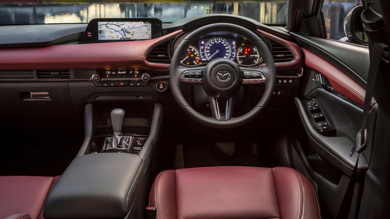 Premium Mazda3 variants are available with burgundy-coloured leather.