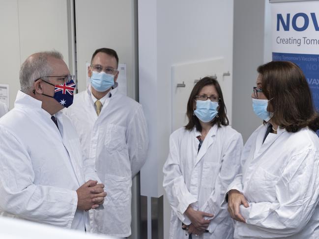 Prime Minister Scott Morrison takes a tour of the Scientia Clinical Research Ltd lab in Randwick in November 2020 in Sydney, Australia. Picture: Getty Images